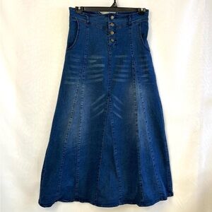Women’s A-Line High Waist Denim Maxi Skirt / XL